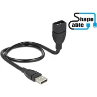 DeLOCK ShapeCable - Rallonge de câble USB - USB (F) pour USB (M) - 50 cm - noir