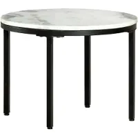 vidaXL Table basse blanche et noire Ø50 cm Véritable marbre
