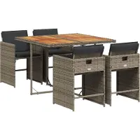vidaXL Ensemble de jardin 5 pièces avec coussins Gris Poly rotin