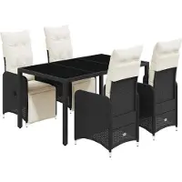 vidaXL Ensemble de jardin bistrot 5 pièces avec coussins noir Poly rotin