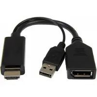 Gembird A-HDMIM-DPF-01 video cable adapter 0.1 m HDMI Type A (Standard) DisplayPort + USB Type-A Black