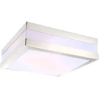 Globo Lighting Luminaire extérieur Acier inoxydable, plastique opale, IP44, LxLxH : 285x285x85mm, hors 2x E27 LED 40W 230V