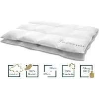HANSKRUCHEN GmbH HANSKRUCHEN couette en duvet 200x200 cm chaleur moyenne 100% duvet lavable pour personnes allergiques couette toutes saisons respirante blanche