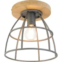 QAZQA Plafonnier intelligent gris foncé avec bois, avec WiFi E27 - Arthur