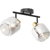 QAZQA Spot de plafond intelligent noir avec verre doré et fumé 2 lumières avec 2 Wifi P45 - Zuzanna
