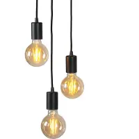 QAZQA Suspension industrielle intelligente noire avec Wifi G95 3 lumières - Facil