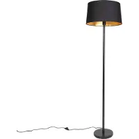 QAZQA Lampadaire intelligent noir avec abat-jour noir 45 cm avec Wifi A60 - Simplo