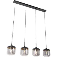 QAZQA Suspension design noire avec verre doré et fumé 4 lumières - Kyan