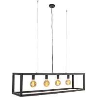 QAZQA Suspension intelligente noire 4 lumières avec Wifi G95 - Big Cage