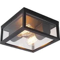 QAZQA Plafonnier extérieur intelligent noir IP44 2 lumières avec Wifi ST64 - Charlois