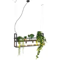 QAZQA Suspension intelligente noire avec bois et étagère 4 lumières avec Wifi A60 - Cage Rack