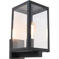 QAZQA Applique murale d'extérieur intelligente noire avec verre 30 cm avec Wifi ST64 - Rotterdam