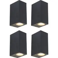 QAZQA Ensemble de 4 appliques murales intelligentes noires IP44 avec 8 GU10 Wifi - Baleno