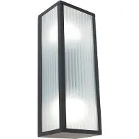 QAZQA Applique murale d'extérieur intelligente noire avec verre nervuré avec 2 Wifi A60 - Charlois