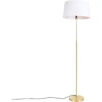 QAZQA Lampadaire intelligent or avec abat-jour en lin blanc 45 cm avec Wifi A60 - Parte