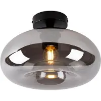 QAZQA Plafonnier intelligent noir avec verre fumé, Wifi inclus P45 - Busa