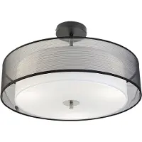 QAZQA Plafonnier intelligent noir et blanc 50 cm avec 3 Wifi A60 - Drum Duo