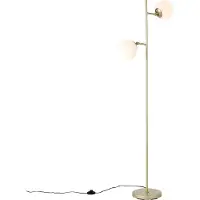 QAZQA Lampadaire intelligent doré avec verre givré, 2 ampoules Wifi P45 incluses - Pallon