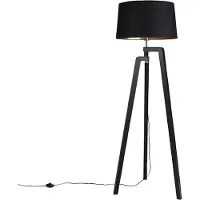 QAZQA Lampadaire intelligent avec abat-jour noir et or 50 cm avec Wifi A60 - Puros