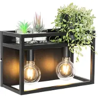 QAZQA Applique murale intelligente noire avec étagère, 2 ampoules G95 Wifi incluses - Cage Rack