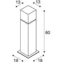 SLV Square Pole 60 Lampadaire en acier inoxydable brossé Abat-jour acrylique blanc E27