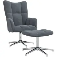 vidaXL Fauteuil relax avec pouf gris foncé velours