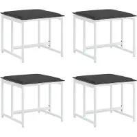 vidaXL Tabourets de jardin avec coussins 4pcs blanc acier et textilène