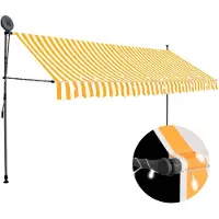 vidaXL Canopy manual ausziehbar mit LED 400 cm weiß und orange