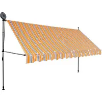 vidaXL Canopy manual ausziehbar mit LED 400 cm gelb und blau