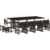 vidaXL Ensemble de jardin 13 pièces avec coussins Marron Poly rotin