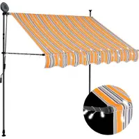 vidaXL Store rétractable manuel avec LED 150 cm jaune et bleu