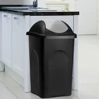 Markenlos Poubelle en plastique 60 L noir et argent pour la cuisine