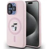 Karl Lagerfeld Coque en silicone MagSafe rose pour iPhone 15 Pro