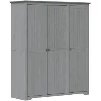 The Living Store Armoire BODO Gris 151,5x52x176,5 cm Pin massif