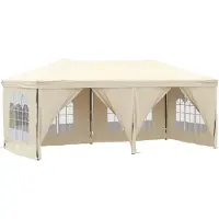 vidaXL Tente de réception pliante avec parois latérales Crème 3x6 m