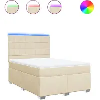 vidaXL Lit boxspring avec matelas Crème 140x200 cm Tissu