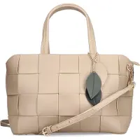 Rieker Damen Shopper Sac à main aspect tressé H1544, Couleur:Beige