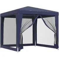 The Living Store Tente de réception avec 4 parois latérales en maille bleue 2,5x2,5 m HDPE