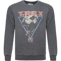 RE:COVERED X Jurassic Park Pull ras du cou pour homme avec imprimé T-Rex 1993 Vintage Manches longues Sweat-shirt MMUNV1960 Gris foncé