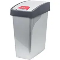Markenlos Poubelle haut de gamme avec couvercle à charnière et revêtement Soft-touch, 10 l, gris argenté