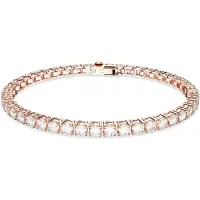 Swarovski Bracelet Matrix Tennis, Taille Ronde, Blanc, Placage De Ton Or Rosé