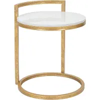 Mauro Ferretti Table basse en métal doré avec plateau blanc 40x43x50 cm