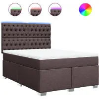 vidaXL Lit boxspring avec matelas Marron foncé 140x200 cm Tissu