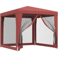 The Living Store Tente de réception avec 4 parois latérales en maille rouge 2,5x2,5 m HDPE