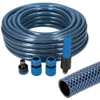 EDM Kit Tuyau D'arrosage Bleu Interior ø15mm Exterior ø25mm (5/8'') Rouleau 25m Avec Accessoires