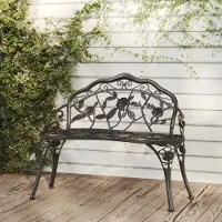 The Living Store Banc de jardin 100 cm fonte d'aluminium noir