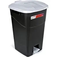 OEM Poubelle grise de 60 litres avec pédale, fond noir et couvercle gris