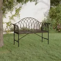 The Living Store Banc de jardin 2 places 128 cm Noir Acier