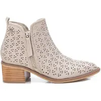 Xti pour femme. 14225501-HIELO 142255 bottines beiges - Hauteur du talon : 5cm (38), Blanc, 3 à 5 cm, Fermeture éclair, Casuel, Imitation cu
