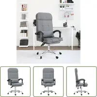 The Living Store Chaise de bureau avec fonction massage Gris clair Tissu